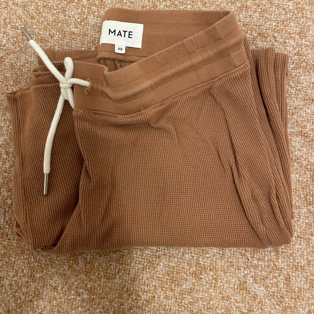 MATE The Label Organic Thermal Wide Leg Pant (XS, Sedona) - NWOT